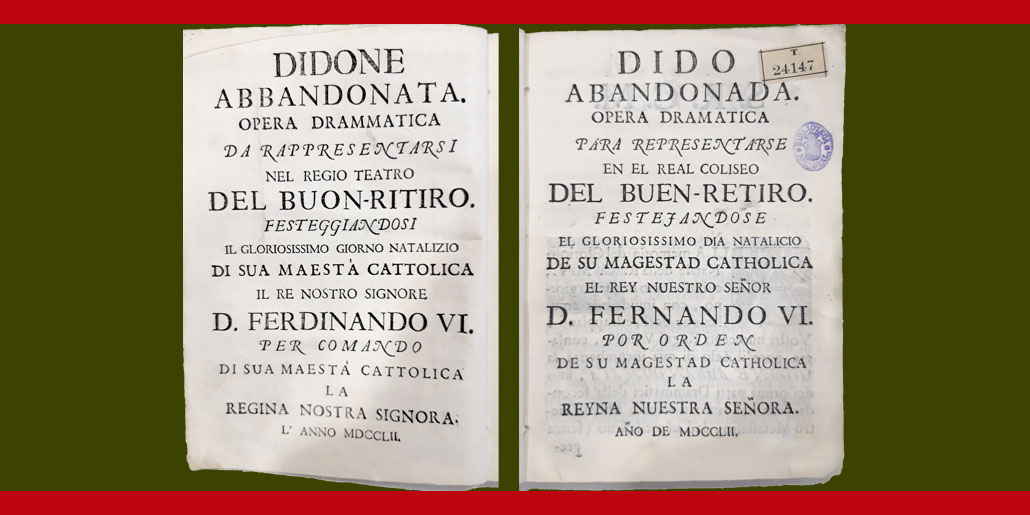 Portada Dido abandonada de Madrid en 1752
