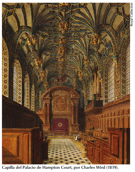 Capilla del Palacio de Hampton Court, por Charles Wird (1819).